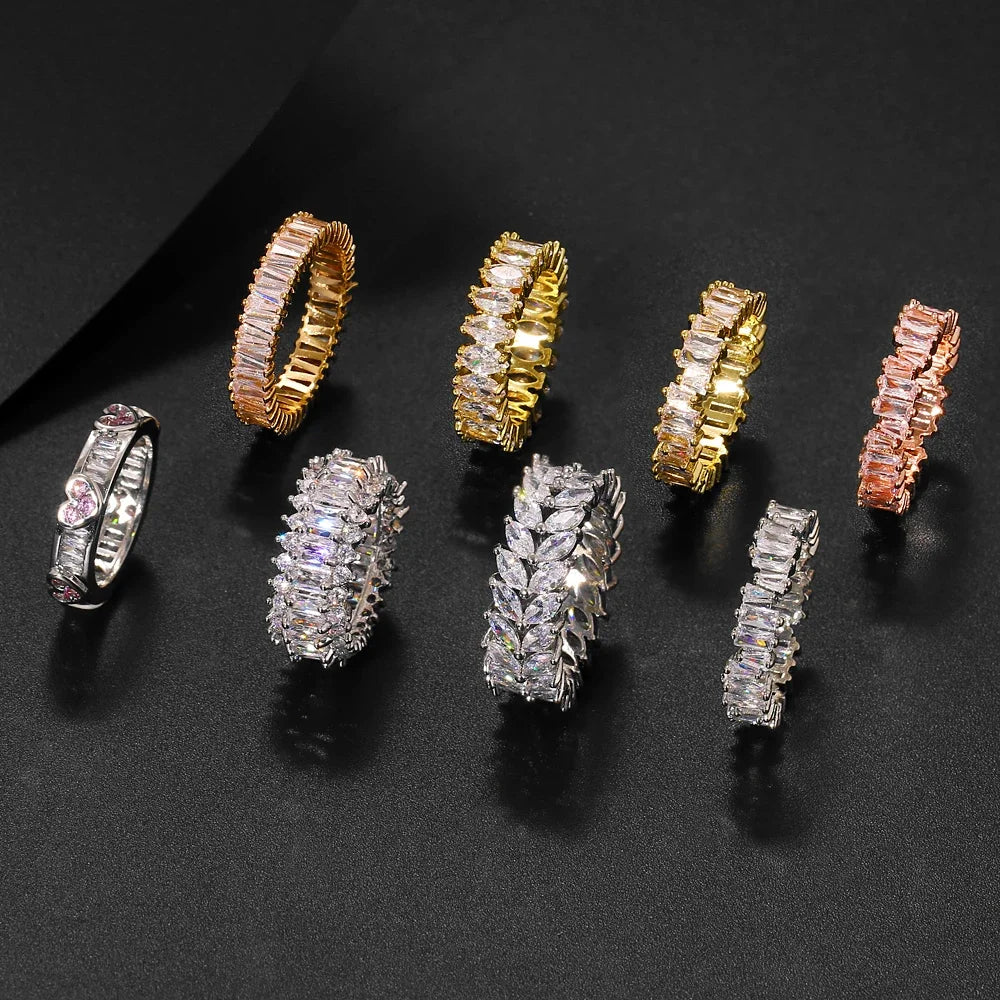 Fashion Luxury Cubic Zirconia Engagement Rings for Women Marquise Crystal Wedding Ring Party Jewelry Gift