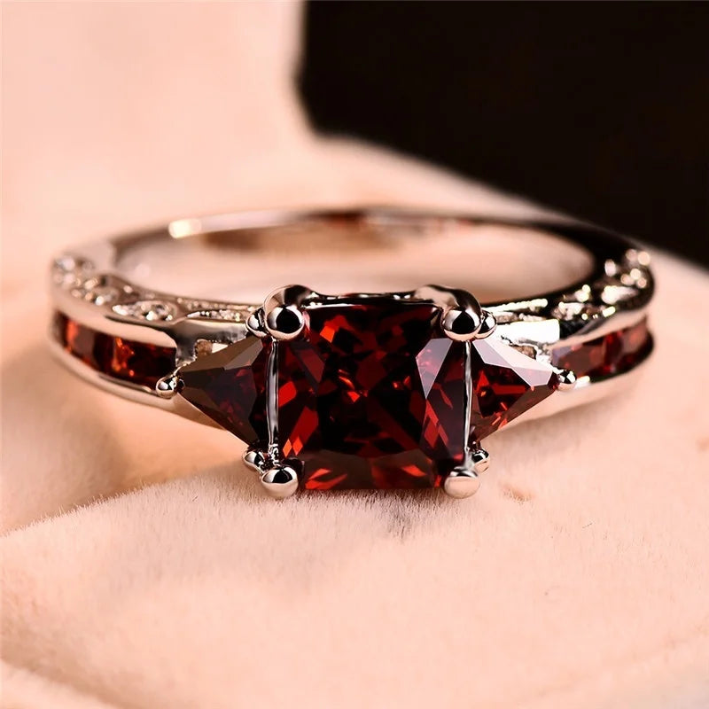 Zenat Princess Square Cut Red Stone