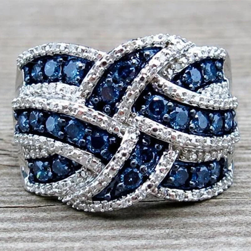 Zenat Luxury Prong Rings – Deep Blue Zircon