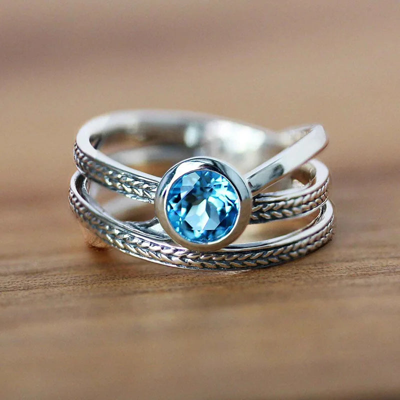 Zenat Sea Blue Cubic Zirconia Women’s Ring