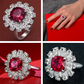 Zenat Deluxe Floral Red AAA Cubic Zirconia Gem Ring for Women