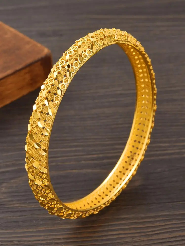 Bangrui 24K Dubai Gold Color Bangles Free Size