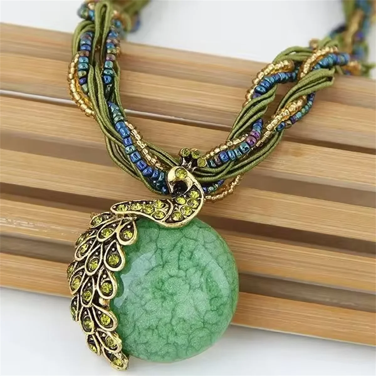 Zenat Elegant Vintage Peacock Tassel Pendant Necklace