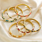 Elegant Enamel Dropped Glaze Flower Texture Closed End Bracelet For Women Retro Gold Copper Metal Bracelet Party Jewelry Gifts