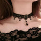 Zenat Gothic Black Lace Crystal Choker Necklace