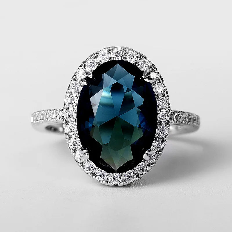 New Charming Blue CZ Women Rings Wedding Party Accessories Bling  Graceful Bridal Eternity Ring Trendy Jewelry Wholesale