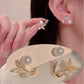 925 Silver Needle Green Flower Earrings For Women Korean Fashion Jewelry 2025 Trending Luxury Zircon Leaf Women's Stud Earrings