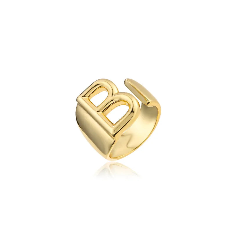 Zenat Letter Adjustable Stainless Steel Ring