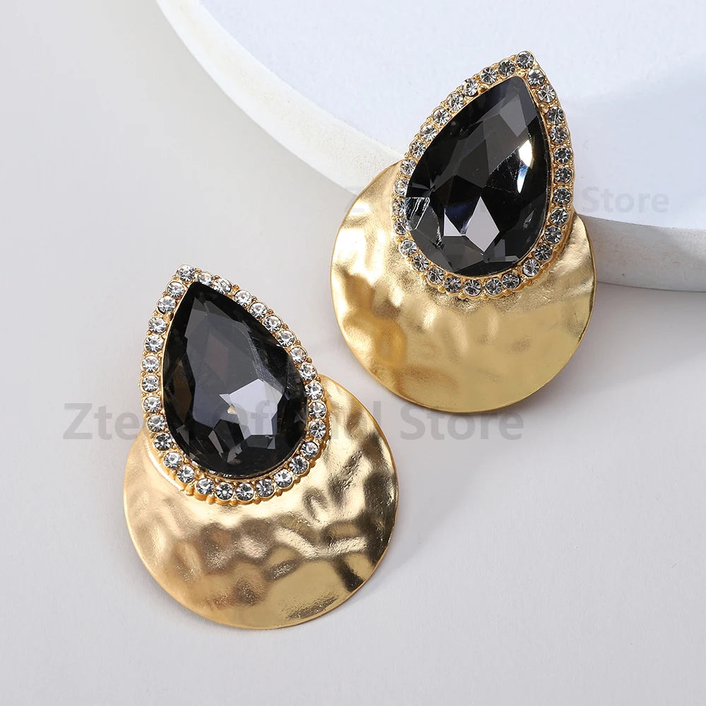 Zenat Big Round Metal Stud Earrings – Elegant Statement