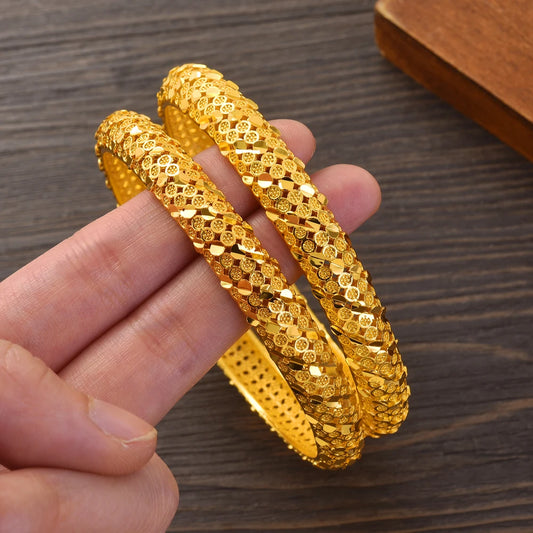Bangrui 24K Dubai Gold Color Bangles Free Size