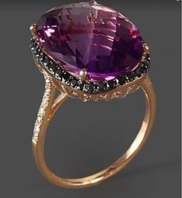 Zenat Oval Crystal Wedding Engagement Ring