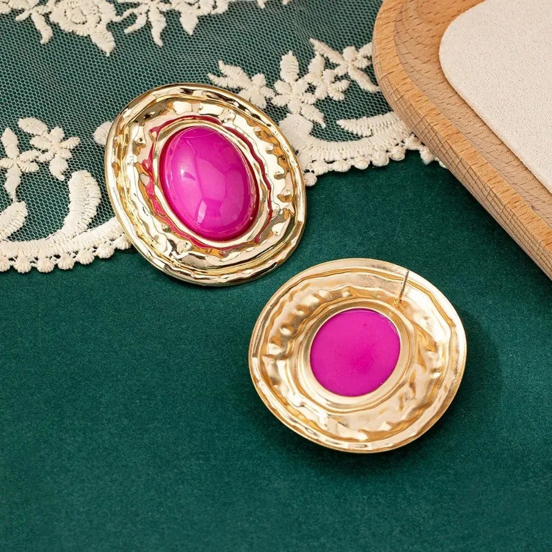 Zenat Round Geometric Stud Earrings – Women Party Gift