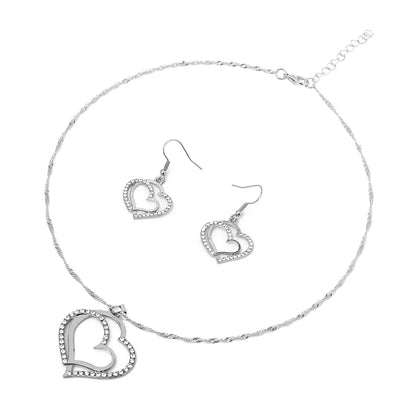 Zenat 3 Pcs Set Heart Shaped Jewelry Set Of Earrings Pendant Necklace