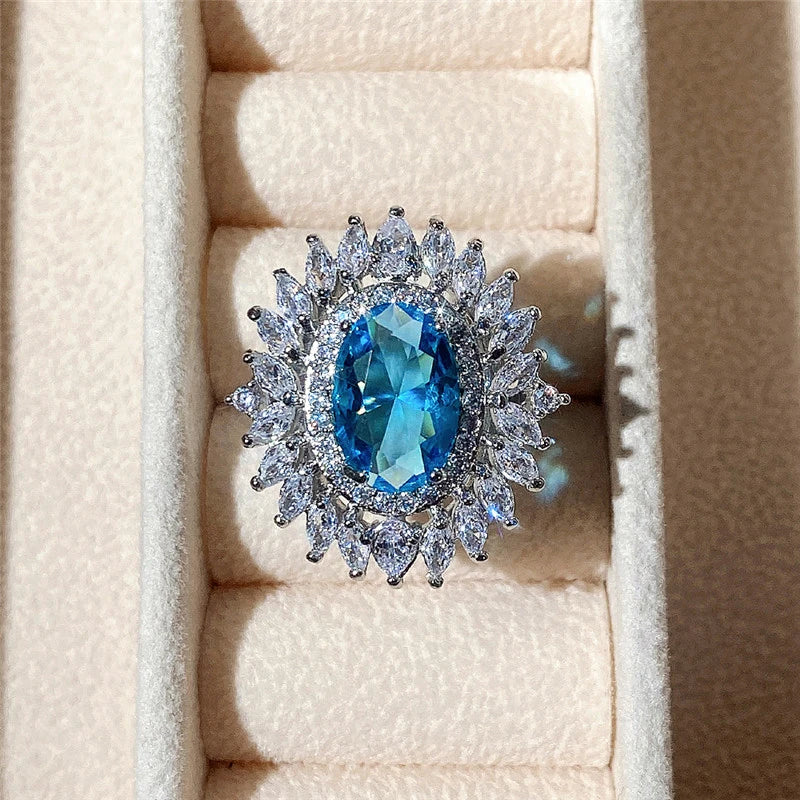 Zenat Sea Blue Cubic Zirconia Women’s Ring
