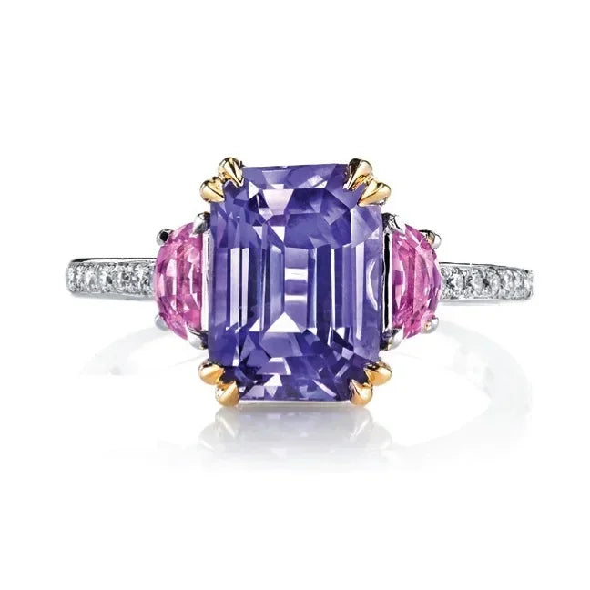 Zenat Purple Cubic Zirconia Square Crystal Ring