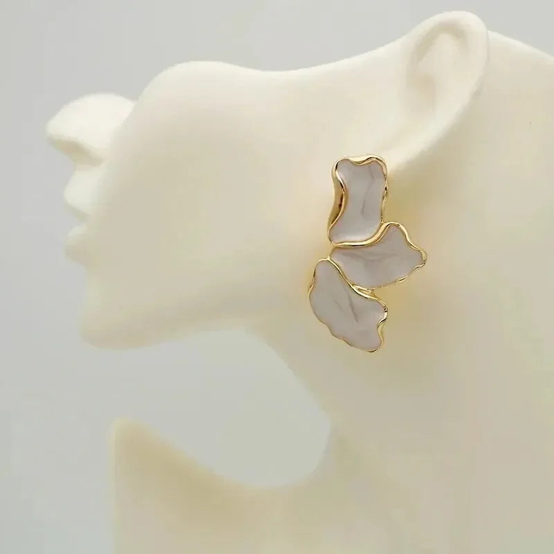 Zenat Metal Flower Statement Stud Earrings for Women