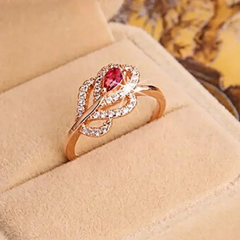 Zenat American Red Cubic Zirconia Ring
