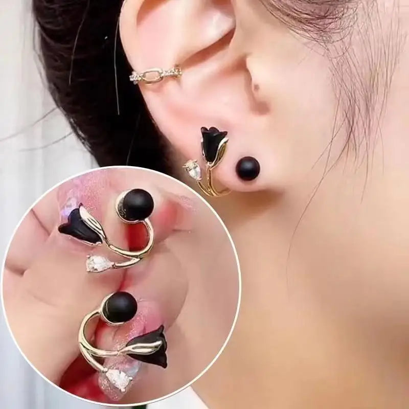 925 Silver Needle Green Flower Earrings For Women Korean Fashion Jewelry 2025 Trending Luxury Zircon Leaf Women's Stud Earrings