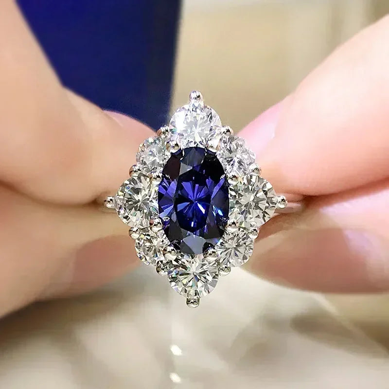 Zenat Blue Cube Zircon Elegant Ring