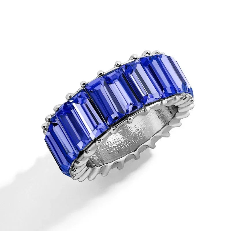 Fashion Luxury Multicolor Charm Zircon Wedding Rings for Women Round Square Stone Party Ring Jewelry
