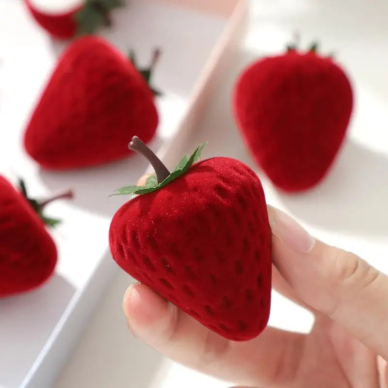 Strawberry Box Cute Jewelry Boxes Ring Flocking Storage Box