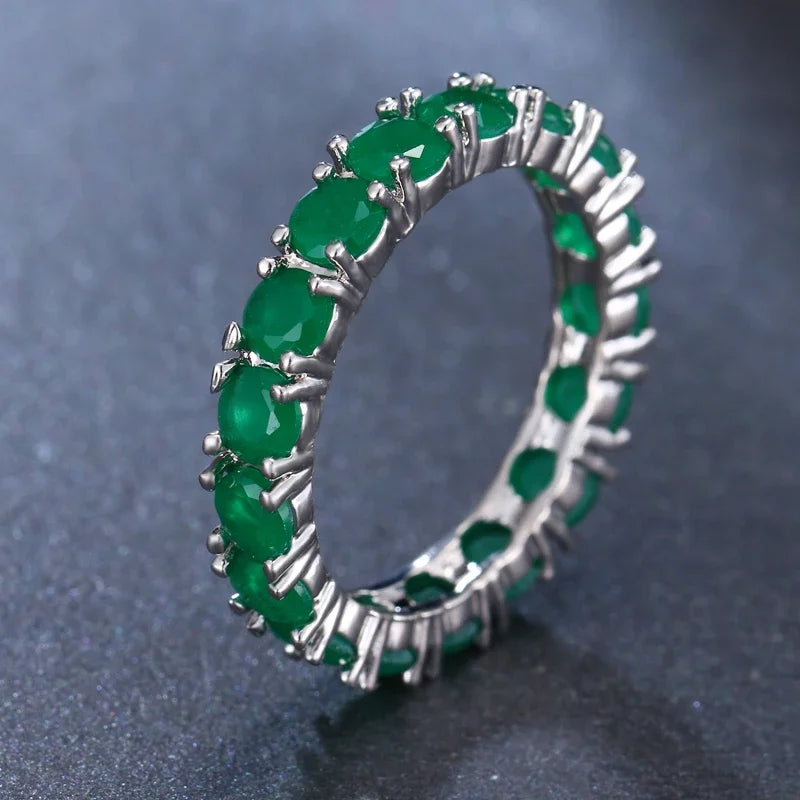 Luxury AAA CZ Green Wedding Rings for Women New Romantic Crystal Engagement Finger Ring France Party Bride Jewelry