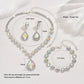 Minimalist Water drops Jewelry Set for Women Crystal Necklace Bracelet Earrings Set Gift Banquet Wedding Anniversary Accessories