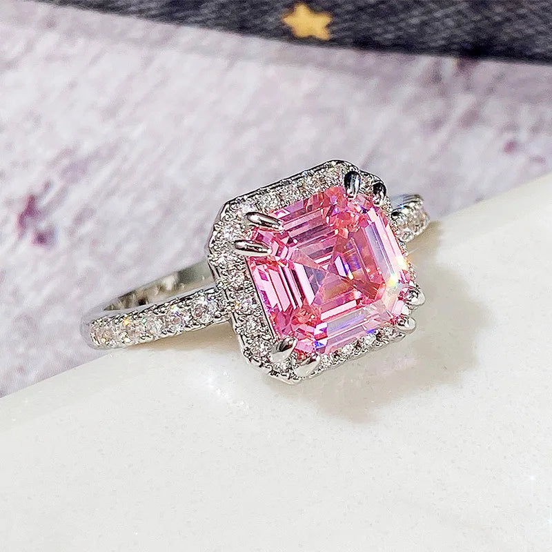 Zenat Pink Zirconia Trendy Sweet and Romantic Engagement Rings