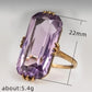 Zenat Purple Cubic Zirconia Square Crystal Ring