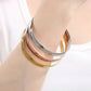 Gold Round Smooth Bangle Waterproof 316L Stainless Steel 18k