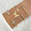 Gold Color Cuff Bracelet Set of 4 Stainless Steel