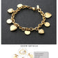 Zenat Stainless Steel Heart Coin Charm Bracelet for Women