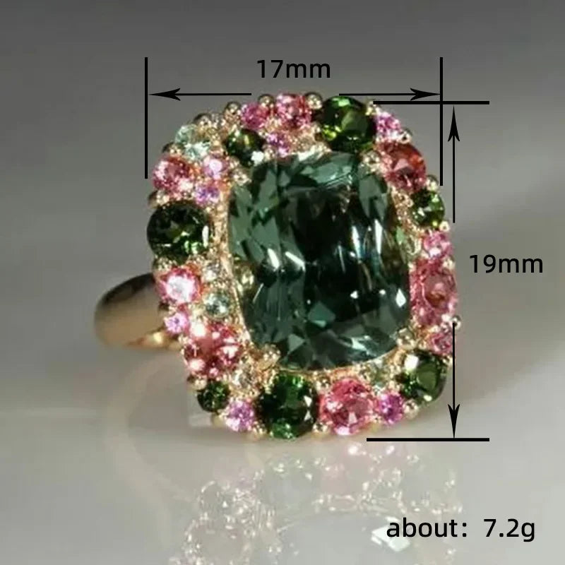 Zenat Colorful Green Cubic Zirconia Rings