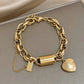 Lobster Heart Lock Stainless Steel Bracelet Gold Plated