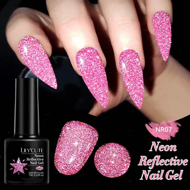 Zenat Bright Red Sparkling Glitter Gel Nail Polish