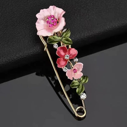 Zenat Sweet Flower Rhinestone Lapel Pin Brooch