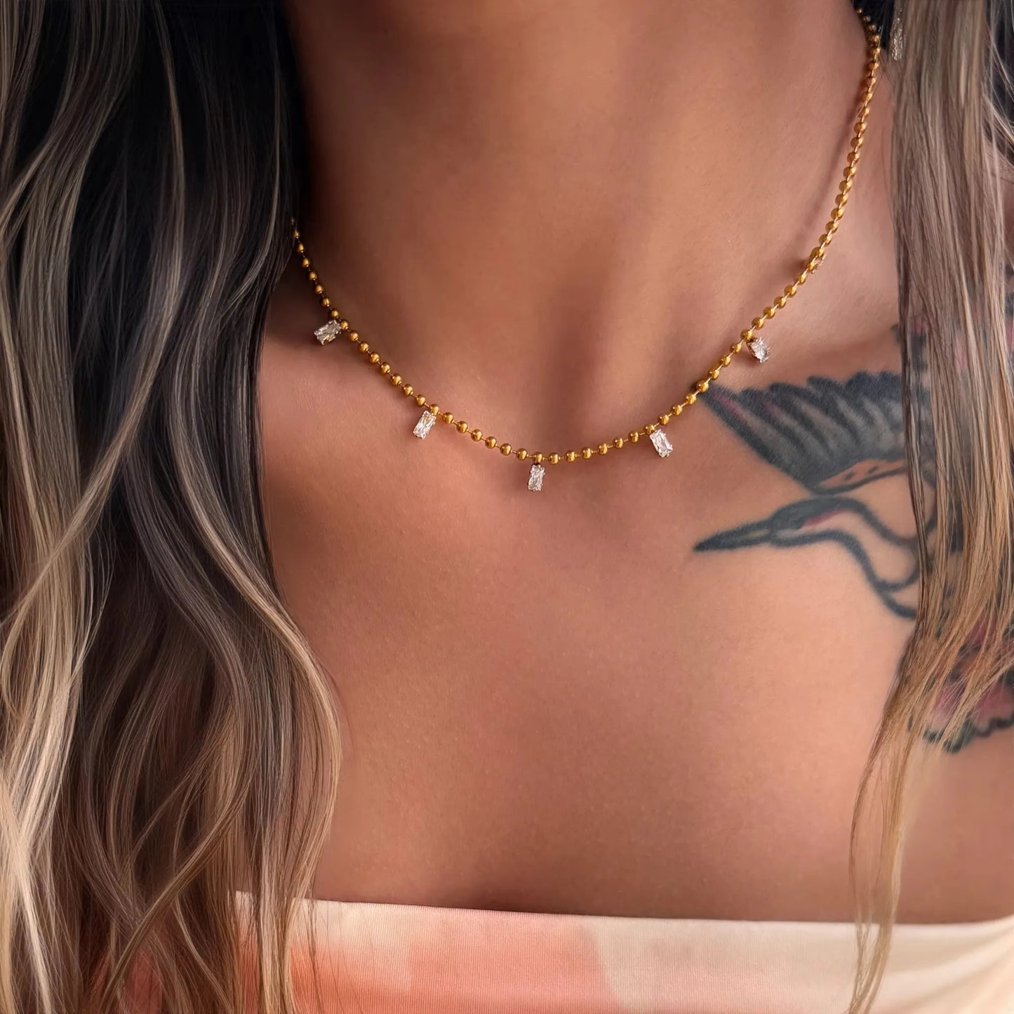 Zenat Boho Multi-Pendant Zircon Tassel Choker Necklace