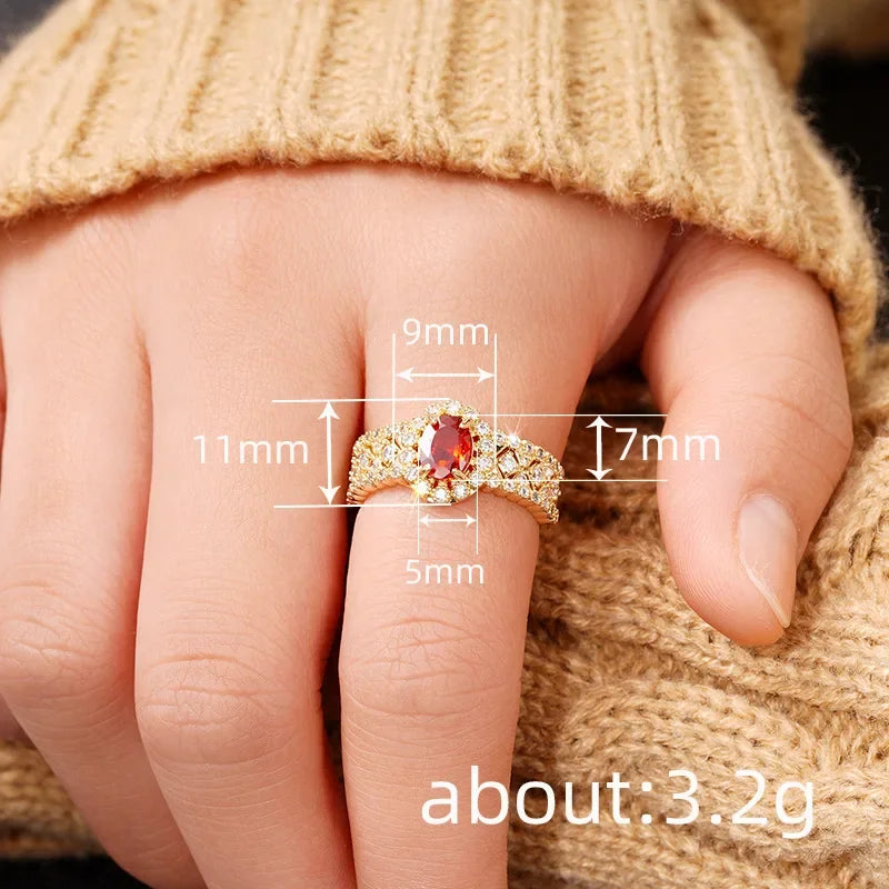 Zenat American Red Cubic Zirconia Ring