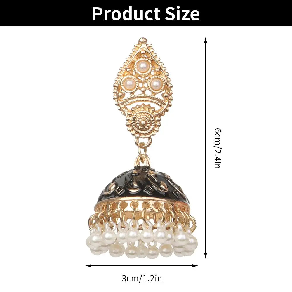 Zenat Bohemia Flower Pearl Bell Jhumka Earrings