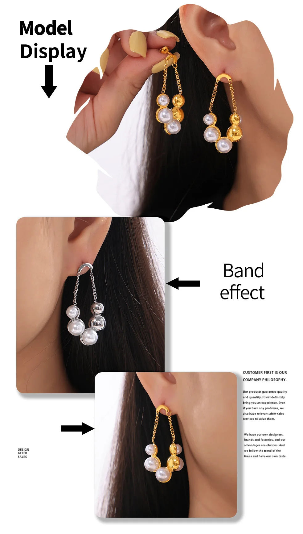 Zenat Round Stainless Steel Pearl Earrings for Women