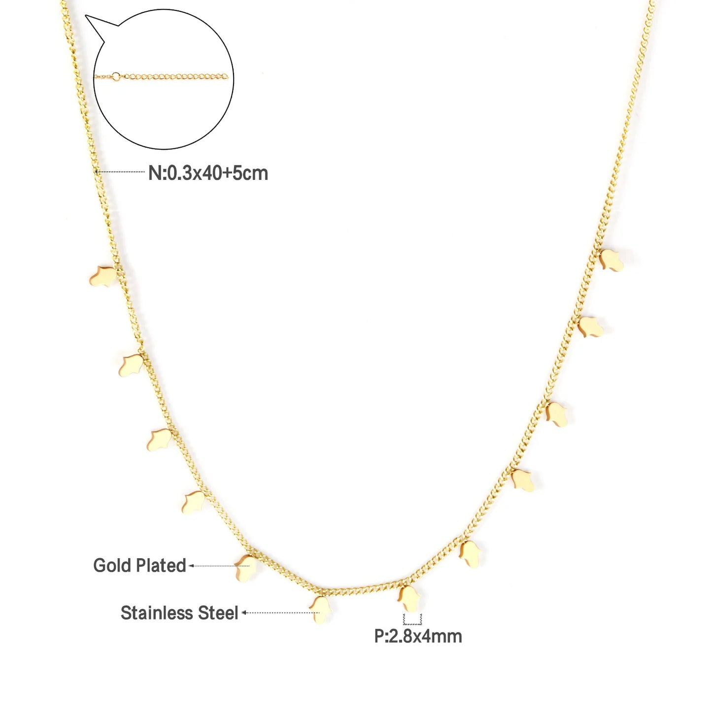 Zenat Golden Chains Necklaces Star Heart Stainless Steel