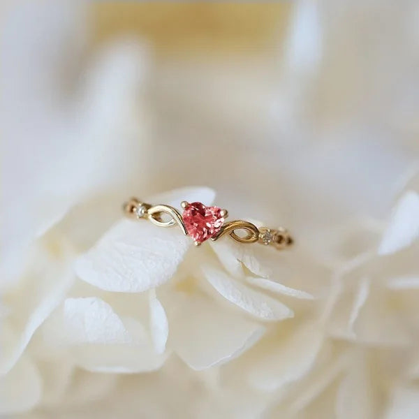 Zenat Elegant Red Corundum Ring with Large Zircon