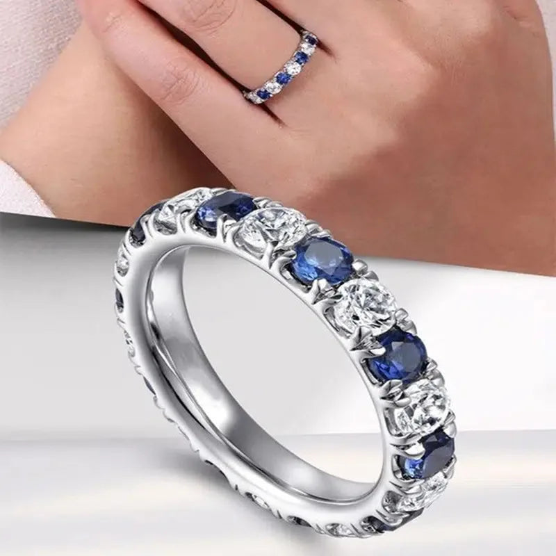 Zenat Luxury Prong Rings – Deep Blue Zircon