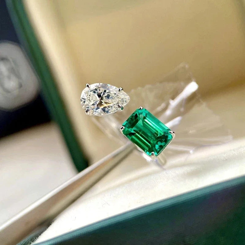Luxury AAA CZ Green Wedding Rings for Women New Romantic Crystal Engagement Finger Ring France Party Bride Jewelry