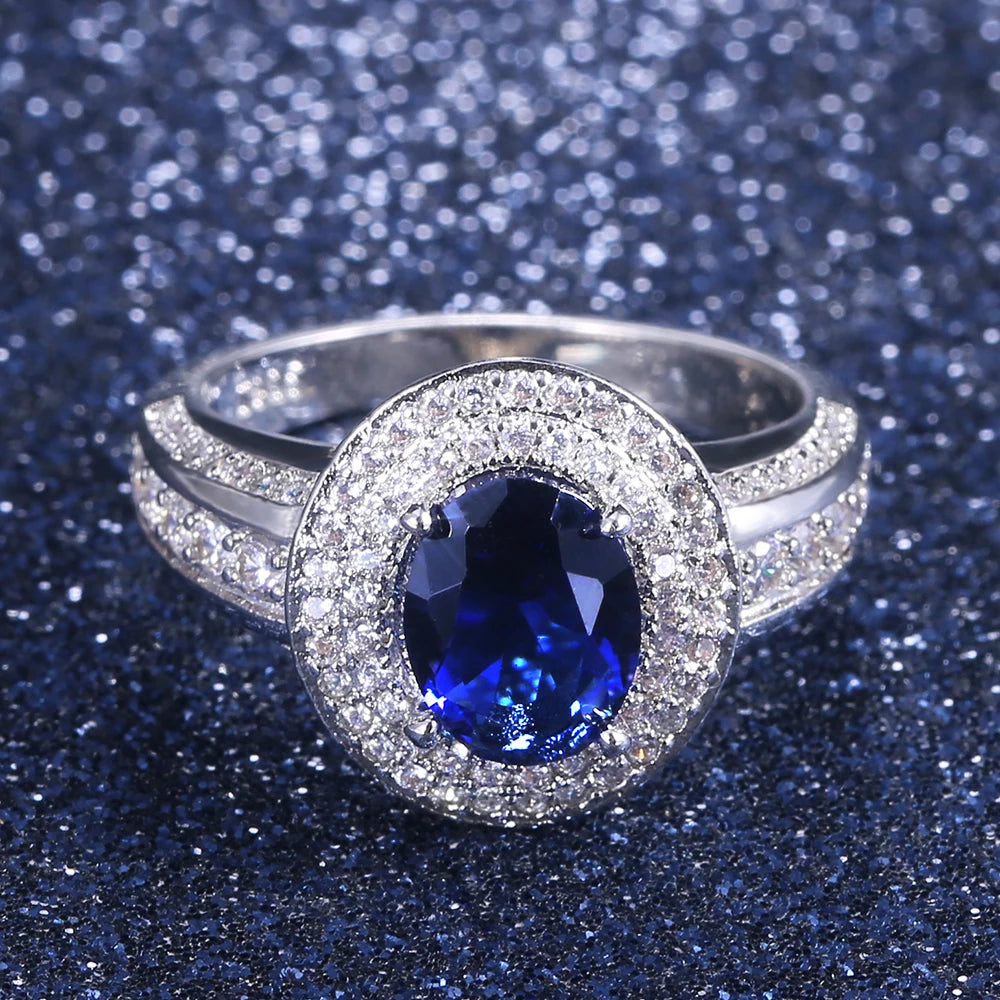 Zenat Luxury Prong Rings – Deep Blue Zircon