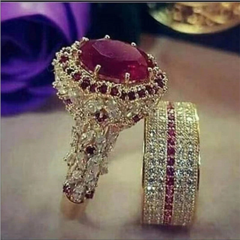 Zenat Luxury Princess Cubic Zircon Ring Set