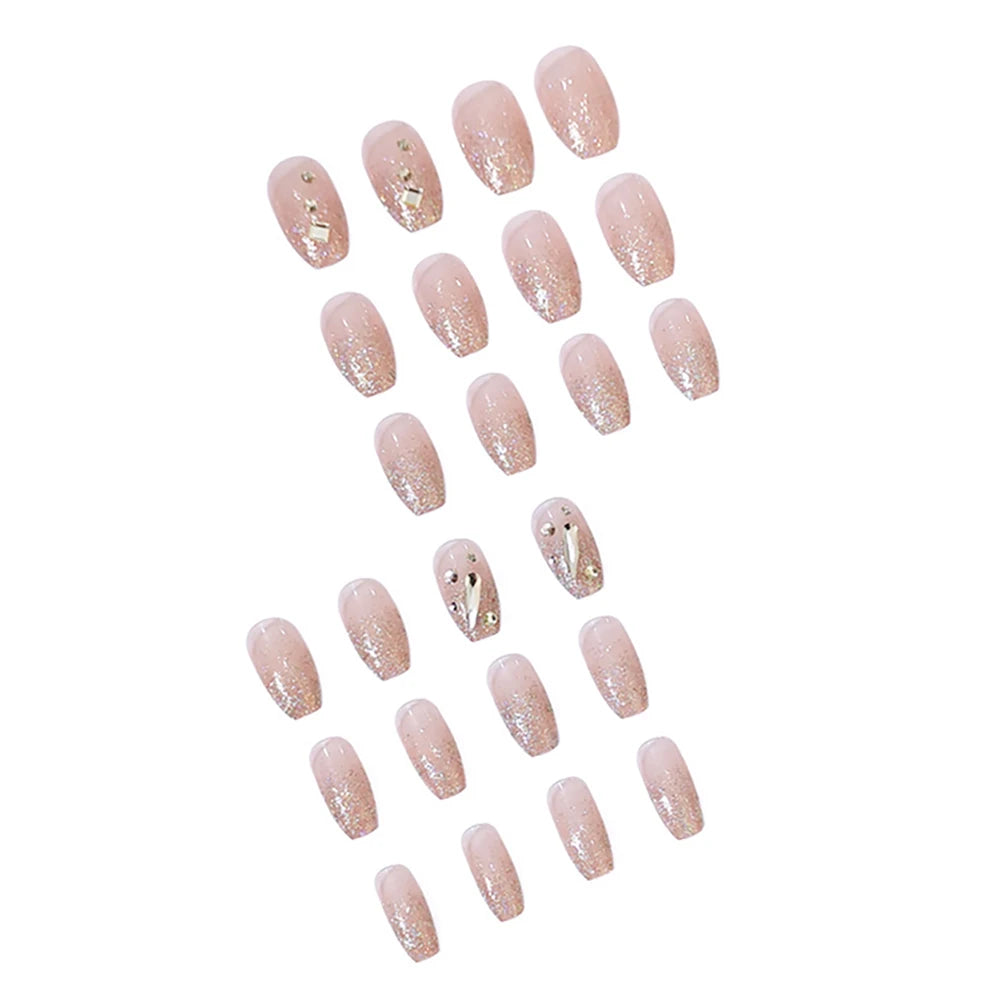 Zenat 24Pcs Short Coffin Press-On Nails