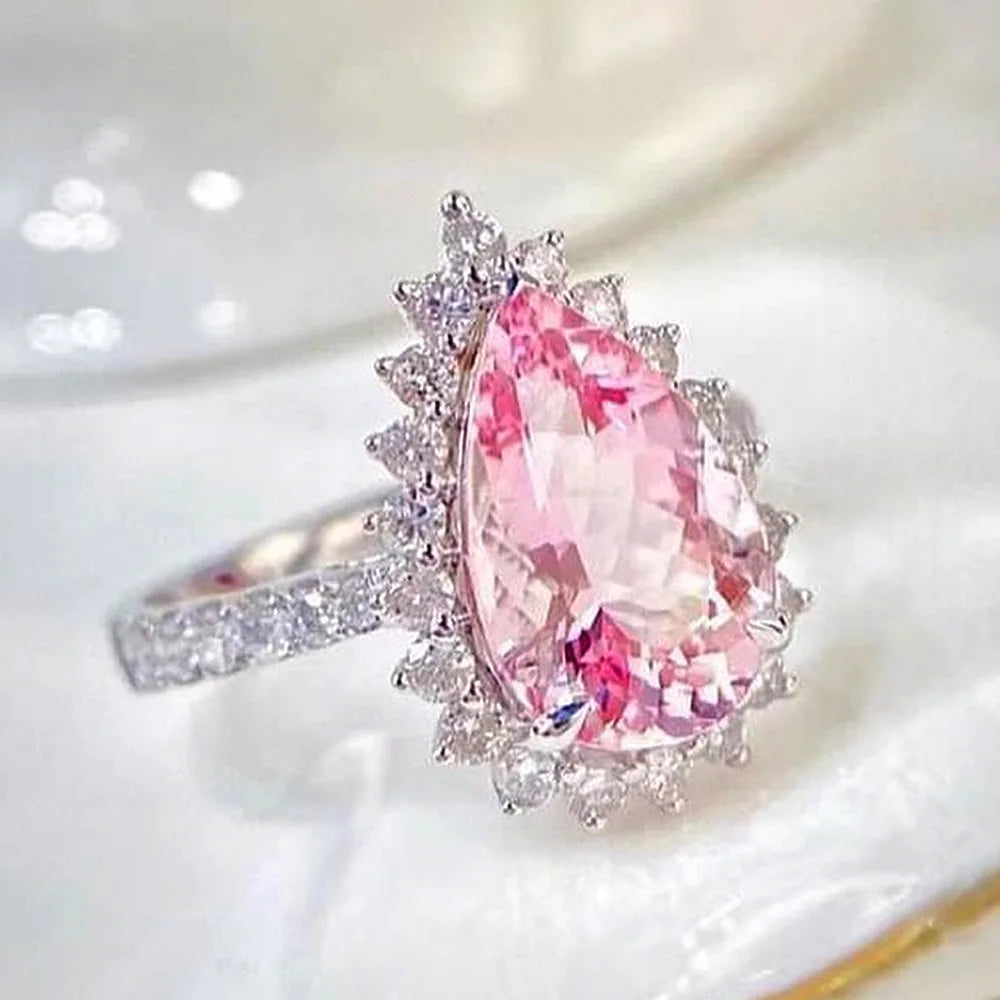 Zenat Pink Zirconia Trendy Sweet and Romantic Engagement Rings