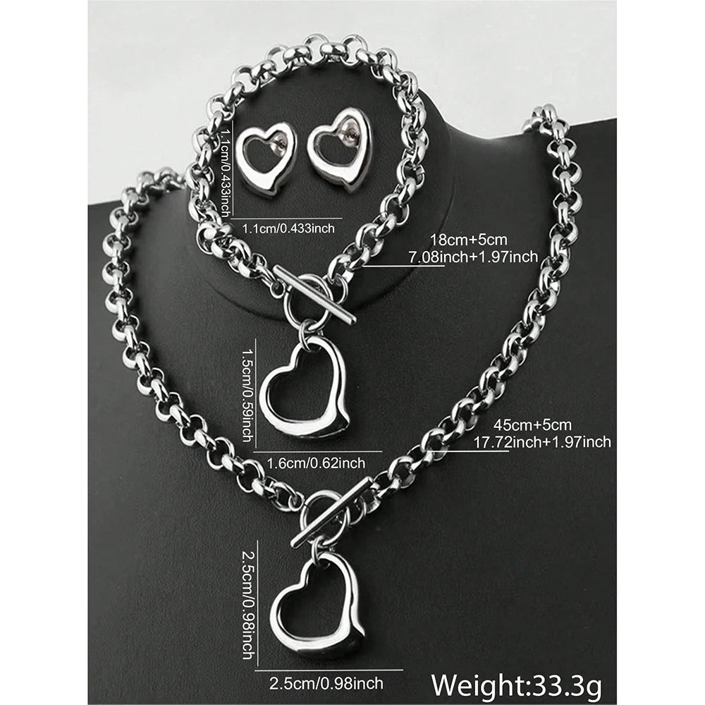 Zenat Love Stainless Steel Bracelet & Necklace Set