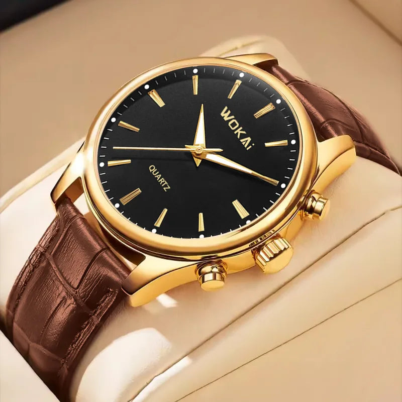 Zenat Geneva Wristwatch Alloy Case Leather